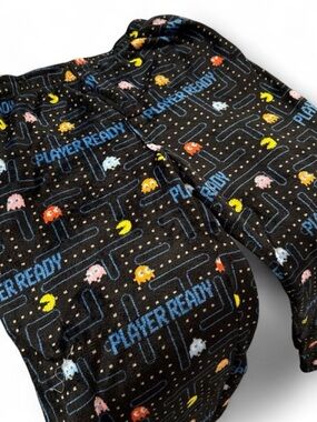 Black 'Player Ready' Pac-Man Inspired Men’s Pajama Bottoms